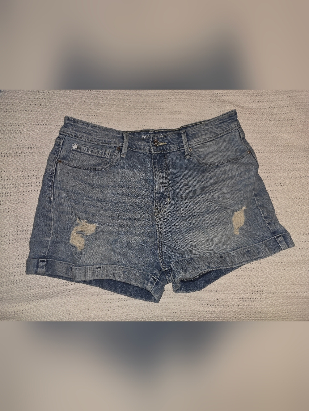 Denizen Light Wash High Rise Destructed Jean Shorts